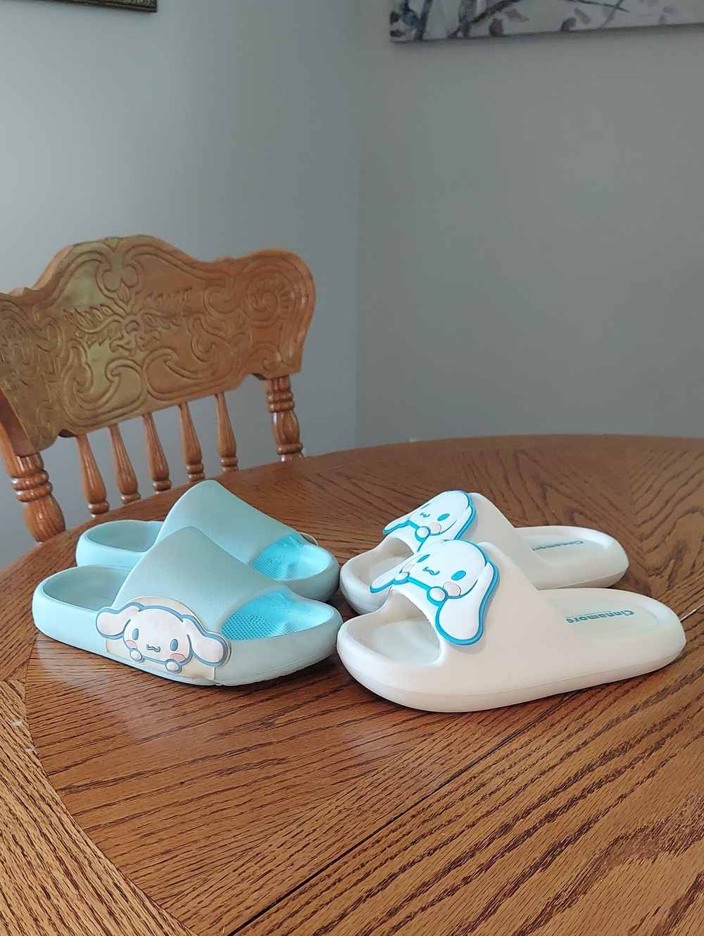 2 Pairs Of Cinnamoroll Slide Sandals - Light Blue & White